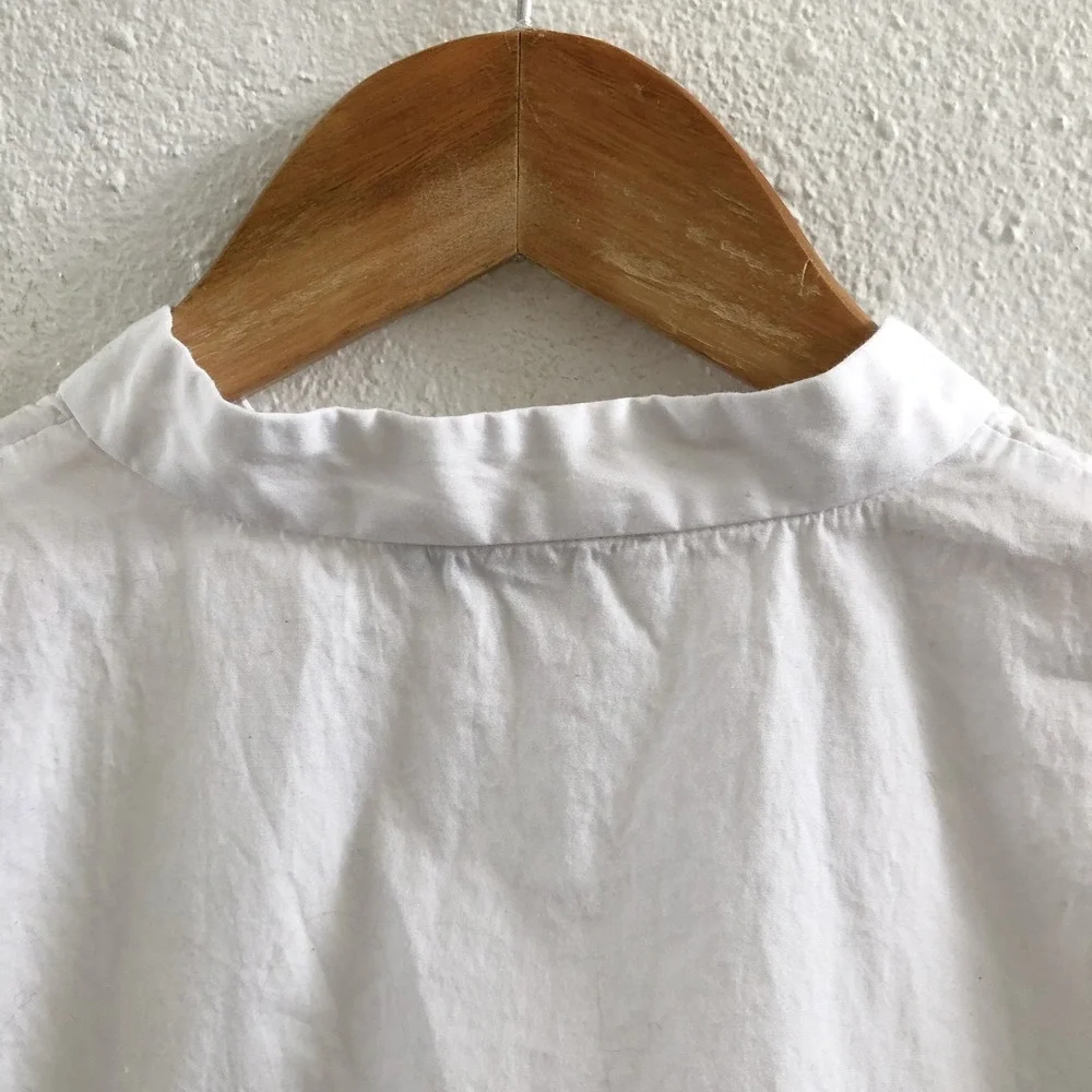 MADEWELL Paulina Cotton Poplin Band Collar Button-Up Shirt Size Medium - Picture 4 of 9